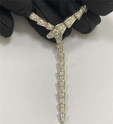 เพชรเพชร 18k สร้อยคอทองคําสีขาว สร้อยคอทองคําสลิม Bulgari Serpenti
