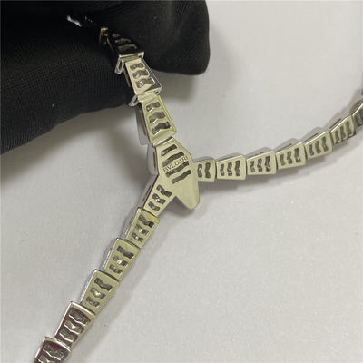 เพชรเพชร 18k สร้อยคอทองคําสีขาว สร้อยคอทองคําสลิม Bulgari Serpenti