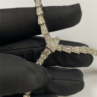 เพชรเพชร 18k สร้อยคอทองคําสีขาว สร้อยคอทองคําสลิม Bulgari Serpenti