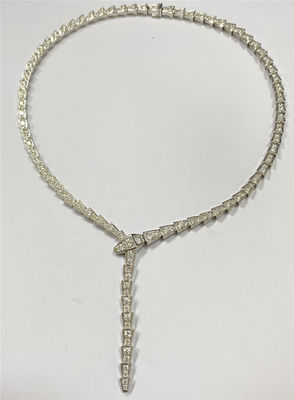 เพชรเพชร 18k สร้อยคอทองคําสีขาว สร้อยคอทองคําสลิม Bulgari Serpenti