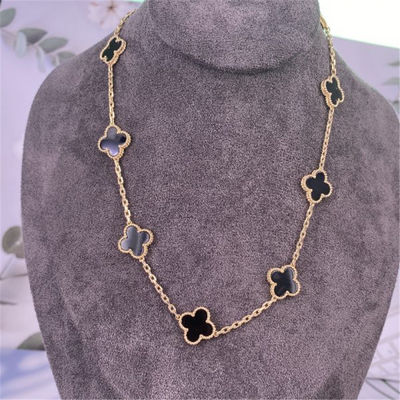 VCA Vintage Alhambra 18k vàng vàng vòng cổ, 10 động tác với Onyx bán đồ trang sức vàng 18k