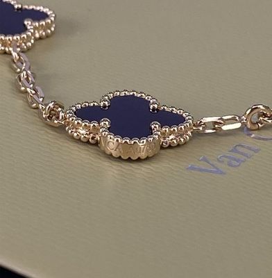 VCA Vintage Alhambra 18k vàng vàng vòng cổ, 10 động tác với Onyx bán đồ trang sức vàng 18k