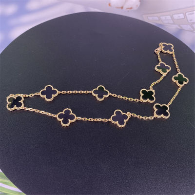 VCA Vintage Alhambra 18k vàng vàng vòng cổ, 10 động tác với Onyx bán đồ trang sức vàng 18k