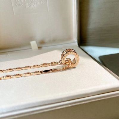 BVLGARI B.Zero1 ทองกุหลาบ 18k ทองคล้องคล้องคล้องคล้องคล้องคล้องหิน 38.5cm