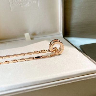 BVLGARI B.Zero1 ทองกุหลาบ 18k ทองคล้องคล้องคล้องคล้องคล้องคล้องหิน 38.5cm