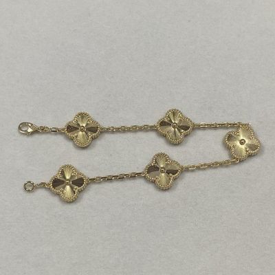 แท้ 18K 1.5cm วินเทจ อัลฮัมบรา แบรนเซลต์ 5 มูทิฟ 18K ทองเหลืองมาลาคิต