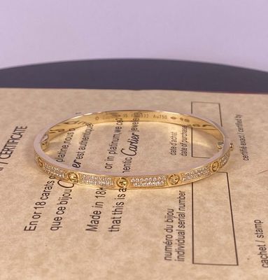 کارتیار عشق خالص 18K طلا زرد دستبند، مدل کوچک، الماس صاف عمده فروشی جواهرات نام تجاری