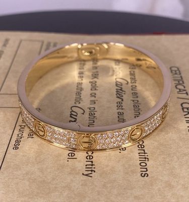Cartier Love 18K Yellow Gold Bracelet with Diamond-Paved high quality jewelry brand