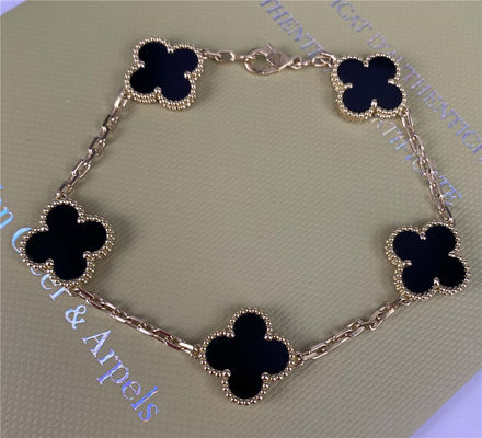 แวน คลีฟ อาร์เพลส์ สร้อยข้อมือทอง 18k สร้อยข้อมือทองเหลือง 18k สร้อยข้อมือเชือก 5 motif เครื่องประดับกาตาร์