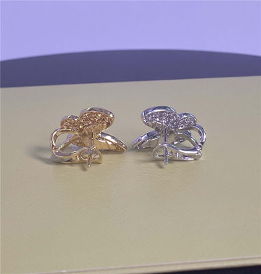 Ouro Amarelo 18K puro Dois Orelhos de Ouro Borboleta Safiros e Diamantes 0,99 quilates