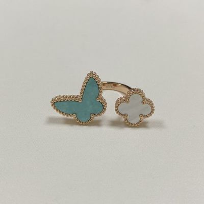 ขนาด 42 ถึง 62 แหวนทอง 18k แหวนทองชมพู 18k แวนคลีฟ อาร์เพลส แหวนนิ้วสําหรับผู้หญิงทอง