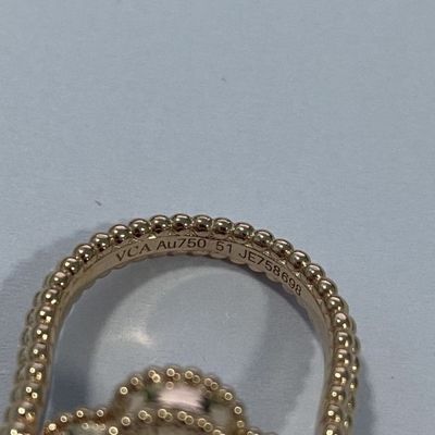 Fake For New Van Cleef & Arpels Vintage Alhambra Carnelian 18K Rose Gold Guilloché Diamond Reversible Ring VCARP7U500
