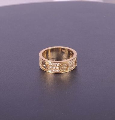 6.5mm  Diamond Paved 18k Gold Rings 18 Ct Gold Chain Mens 0.7 Carat