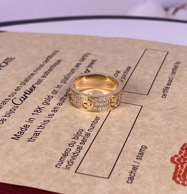 6.5mm  Diamond Paved 18k Gold Rings 18 Ct Gold Chain Mens 0.7 Carat
