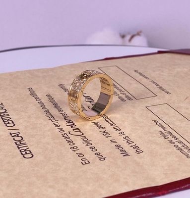 6.5mm  Diamond Paved 18k Gold Rings 18 Ct Gold Chain Mens 0.7 Carat