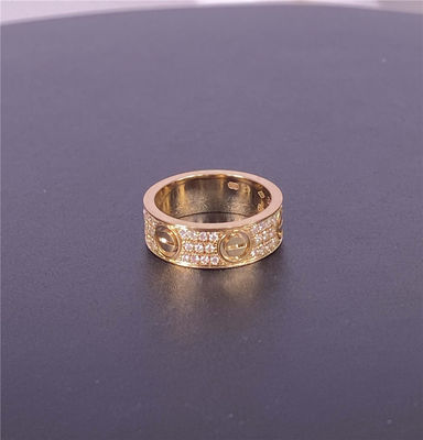 6.5mm  Diamond Paved 18k Gold Rings 18 Ct Gold Chain Mens 0.7 Carat