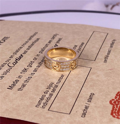 6.5mm  Diamond Paved 18k Gold Rings 18 Ct Gold Chain Mens 0.7 Carat