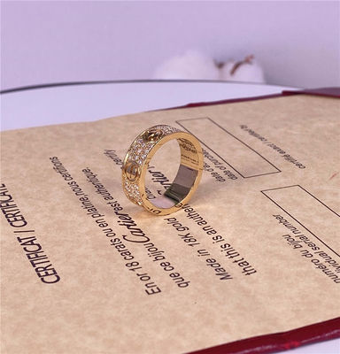 6.5mm  Diamond Paved 18k Gold Rings 18 Ct Gold Chain Mens 0.7 Carat