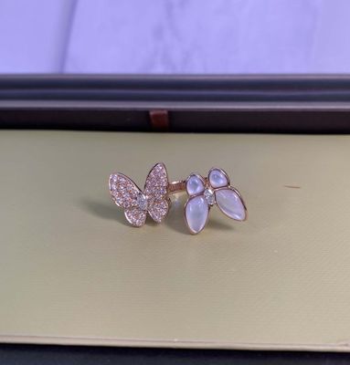 VCA 18k Diamond Ring Two Butterfly Ring ขนาด 43 ถึง 60 แวนคลีฟ แบนเฟอร์ไล