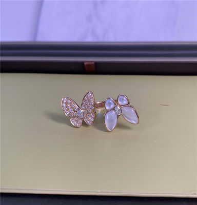 VCA 18k Diamond Ring Two Butterfly Ring ขนาด 43 ถึง 60 แวนคลีฟ แบนเฟอร์ไล