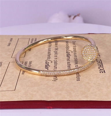 3.5 มิลลิเมตร ทองคําแท้ 18K เครื่องประดับทองเหลือง Cartier ขนาดเล็ก Juste Un Clou กับเพชร