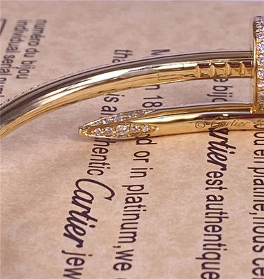 3.5 มิลลิเมตร ทองคําแท้ 18K เครื่องประดับทองเหลือง Cartier ขนาดเล็ก Juste Un Clou กับเพชร