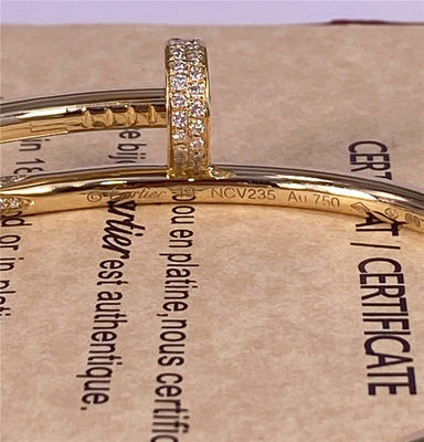 3.5 มิลลิเมตร ทองคําแท้ 18K เครื่องประดับทองเหลือง Cartier ขนาดเล็ก Juste Un Clou กับเพชร
