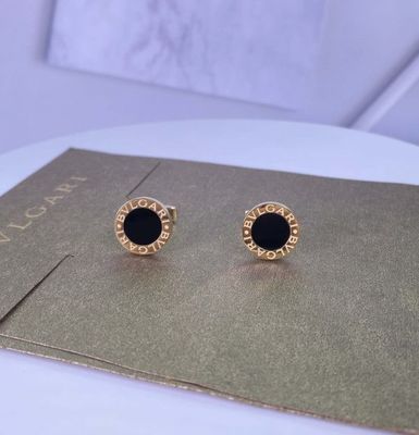 Bvlgari Rose 18k Earrings Gold Cufflinks เครื่องประดับทองคํา 18k Custom ด้วย Onyx สีดํา