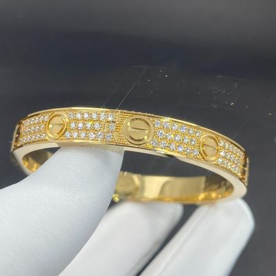 2 Carats 18K Gold Jewelry With Pave Diamonds LOVE Bracelet Cartier Thin Love Bangle