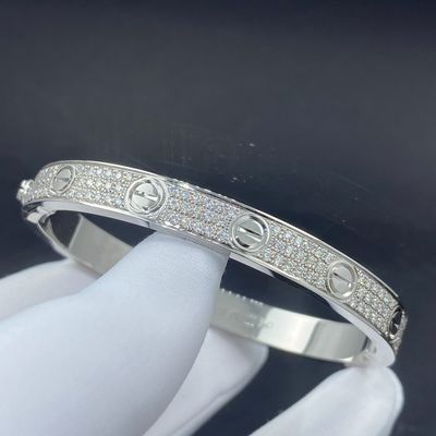 Cartier Love Pave Diamond Bracelet 18k White Gold N6717617 Round Brilliant Cut Diamonds Customized Product Bracelet
