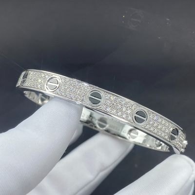 Cartier Love 18k de ouro Recheado de jóias de ouro branco Pave diamante preto Cerâmica pulseira