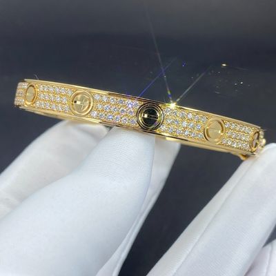 2 Carats 18K Gold Jewelry With Pave Diamonds LOVE Bracelet Cartier Thin Love Bangle