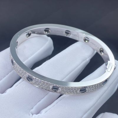 Cartier Love 18k de ouro Recheado de jóias de ouro branco Pave diamante preto Cerâmica pulseira