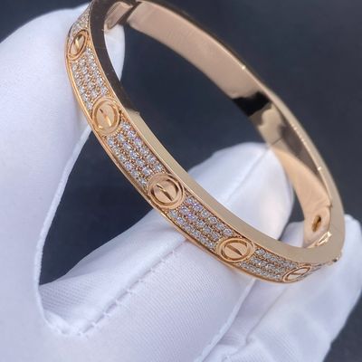 Cartier Love Pave Diamond Bracelet 18k White Gold N6717617 Round Brilliant Cut Diamonds Customized Product Bracelet