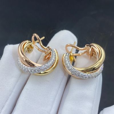 Solid Round 18K Gold Jewelry Cartier Vvs Diamond Earrings Master Copy Real