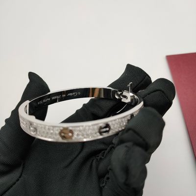 ผู้ใหญ่ 7.48INCH 18K แขนทอง VVS ไดมอนด์ 18 คาราท ทอง Bangles 2.3 คาราท ไดมอนด์ฮาโล