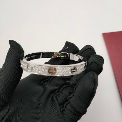 ผู้ใหญ่ 7.48INCH 18K แขนทอง VVS ไดมอนด์ 18 คาราท ทอง Bangles 2.3 คาราท ไดมอนด์ฮาโล