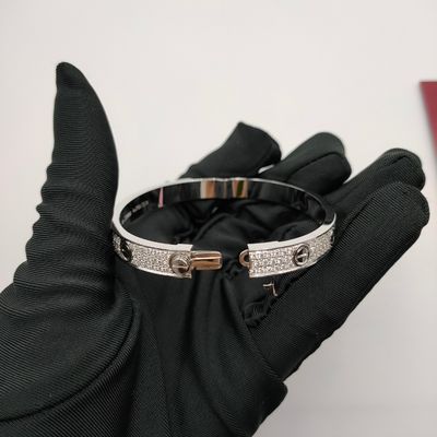 ผู้ใหญ่ 7.48INCH 18K แขนทอง VVS ไดมอนด์ 18 คาราท ทอง Bangles 2.3 คาราท ไดมอนด์ฮาโล