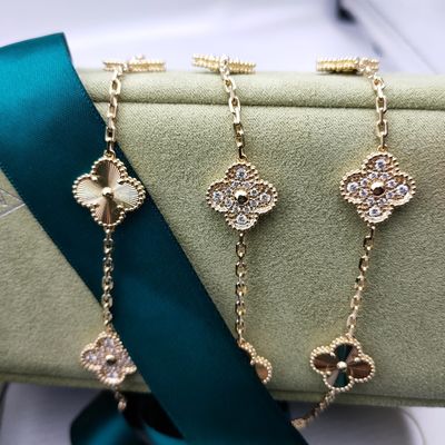 VCA 18K Gold Necklaces With Natural Diamond Stone วินเทจ อัลฮัมบร่า คอคาวาว