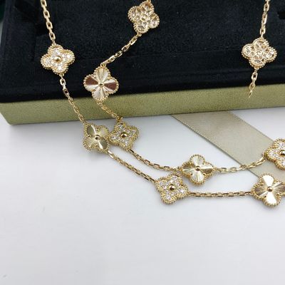 VCA 18K Gold Necklaces With Natural Diamond Stone วินเทจ อัลฮัมบร่า คอคาวาว