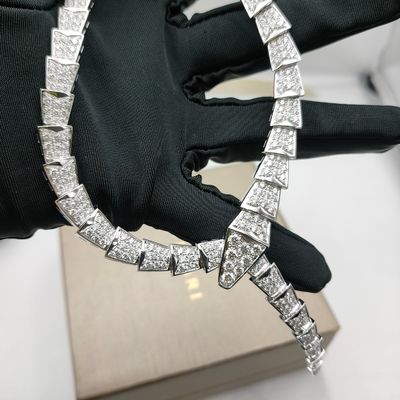 เครื่องประดับสูง 18K สร้อยคอทองคํา Serpenti สร้อยคองู 18Kt สีขาวทองคํา