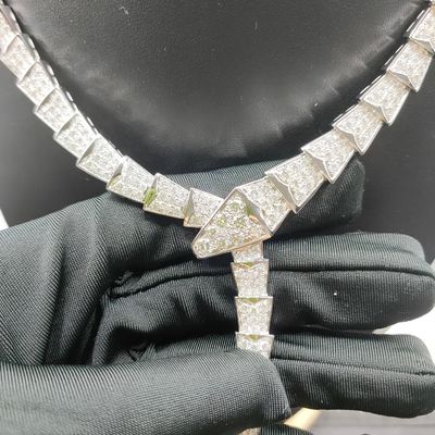 Serpenti Viper Necklace In 18 Kt White Gold, Set With Full Pavé Diamonds